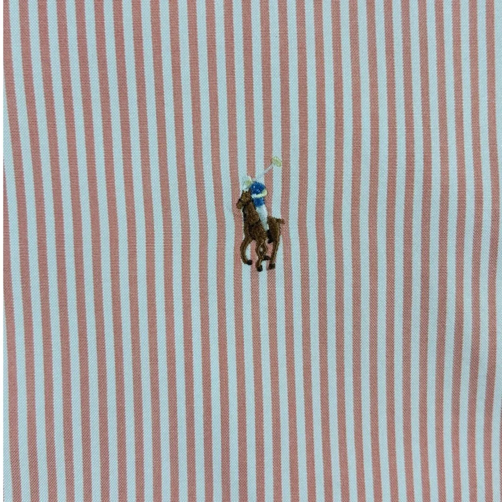 Ralph Lauren Golf Mens XL Red White Striped Button Down Shirt Long Sleeve Pony